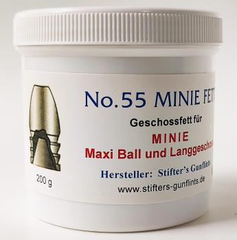 No. 55 Minie Fett für Minie Geschosse, Maxi Ball und Langgeschosse, 200g Dose